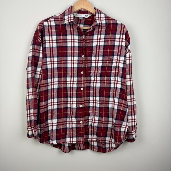 Old Navy Tops - Old Navy Women's Plaid Flannel Button-Down Boyfriend Shirt, Size M